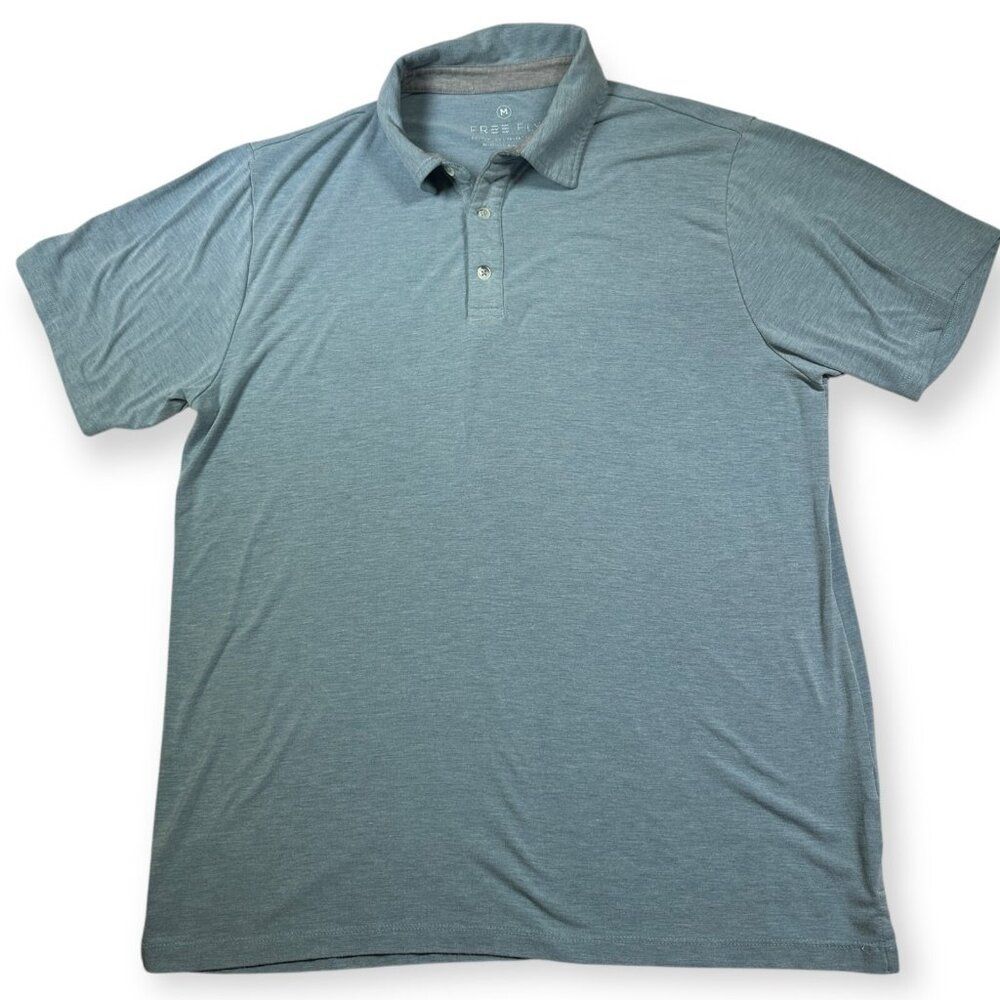 Free Fly Polo‎ Shirt Performance Bamboo Short Sleeve Stretch Blue Men's Medium